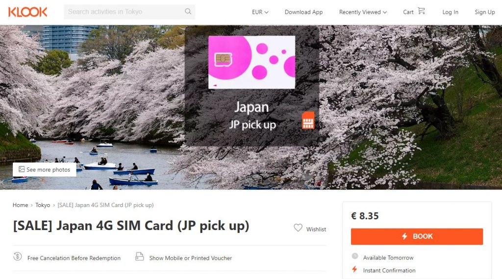 comprar tarjeta sim para japon con klook