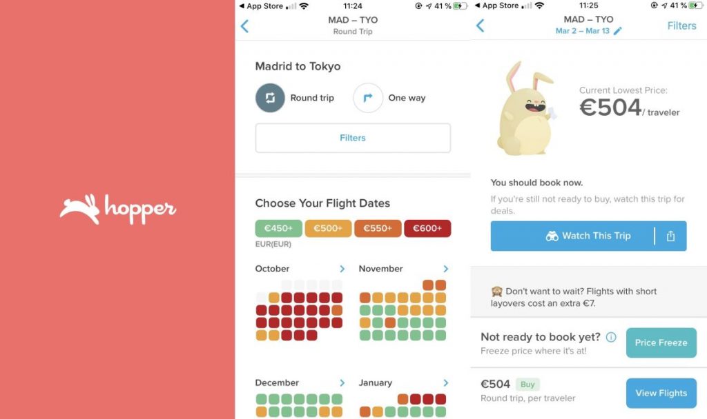 app buscador de vuelos hopper