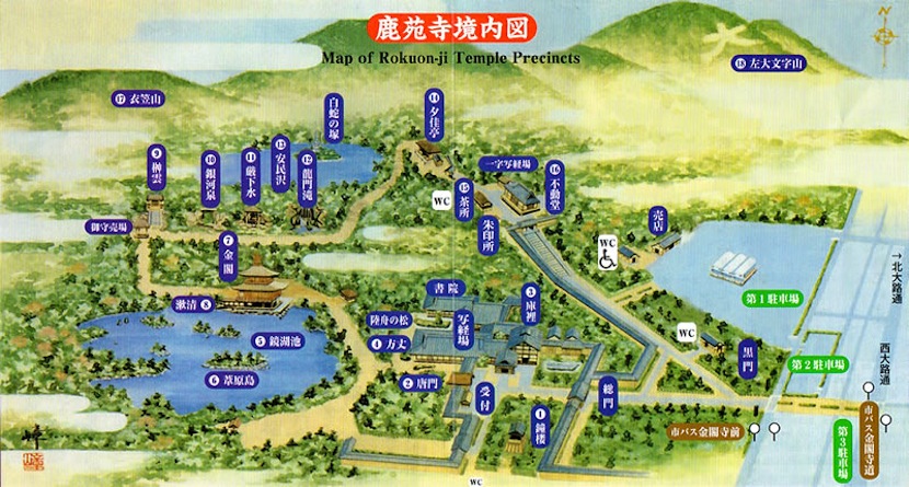 mapa de kinkakuji pabellon dorado