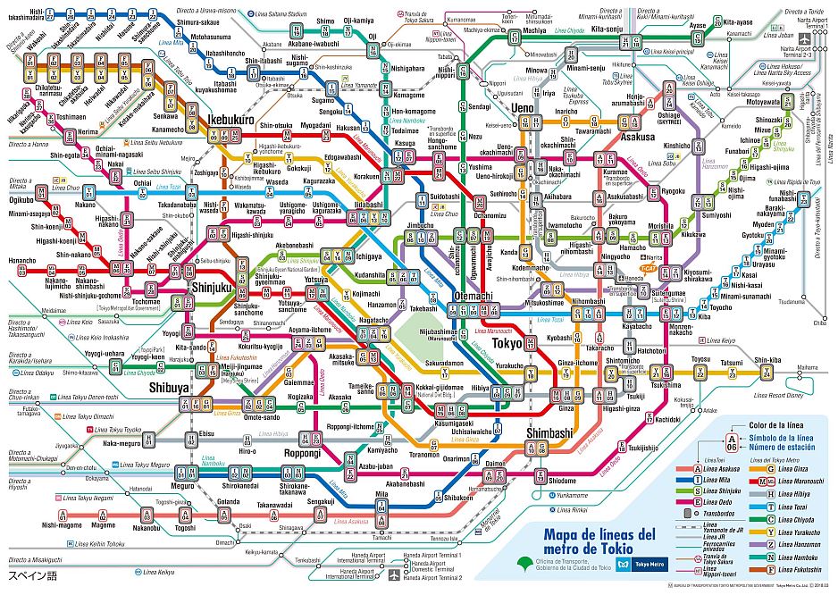 plano mapa de metro de tokio