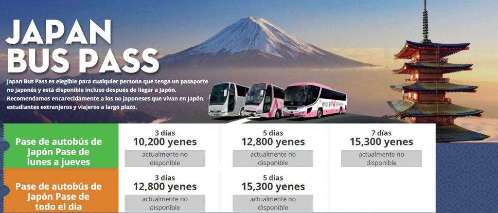 viajar en autobus por japon