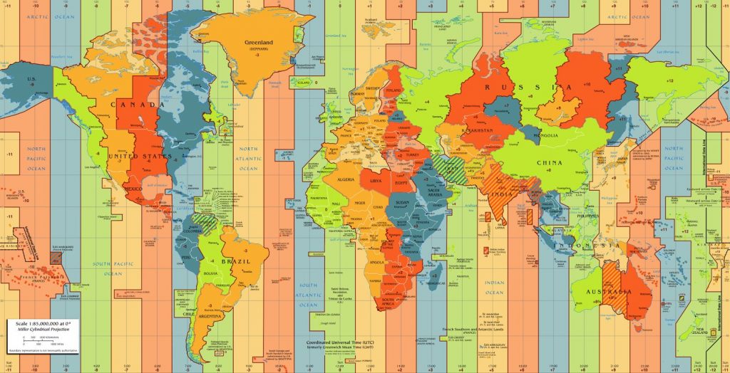 husos horarios en el mundo mapa