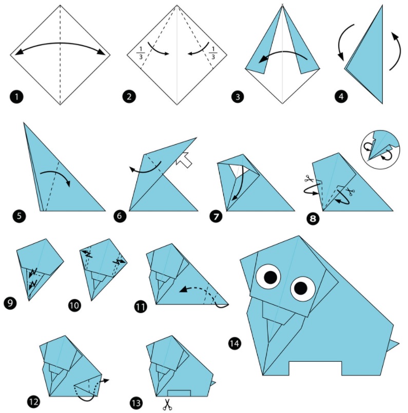 origami de elefante para niños