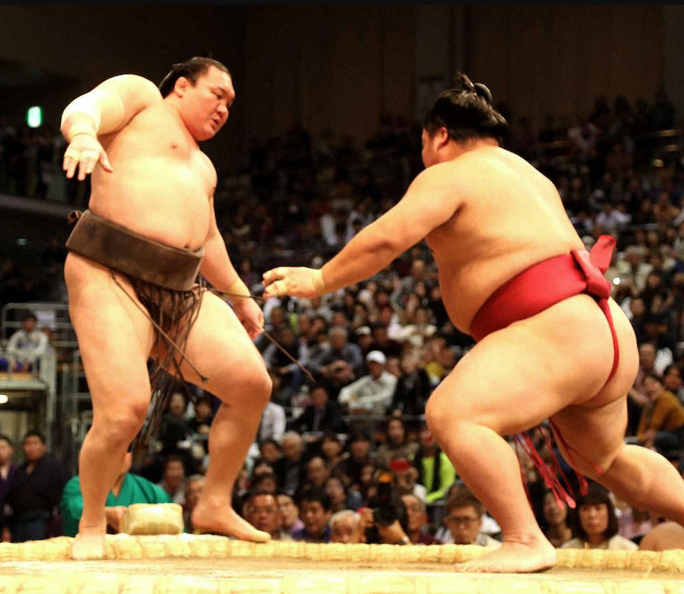 sumo luchador versus otro luchador japonés
