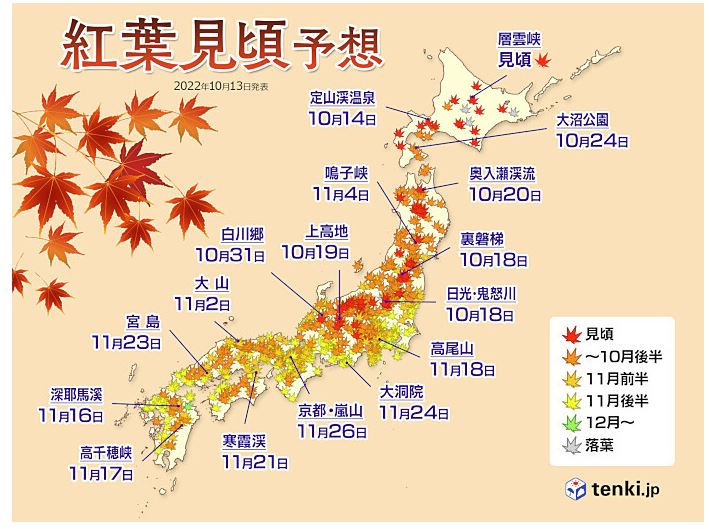 Mejor época para ver las hojas de otoño en Japón