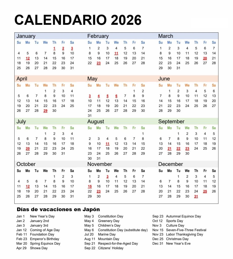 dias de vacaciones en japon en 2026 dias de vacaciones en japon en 2026
