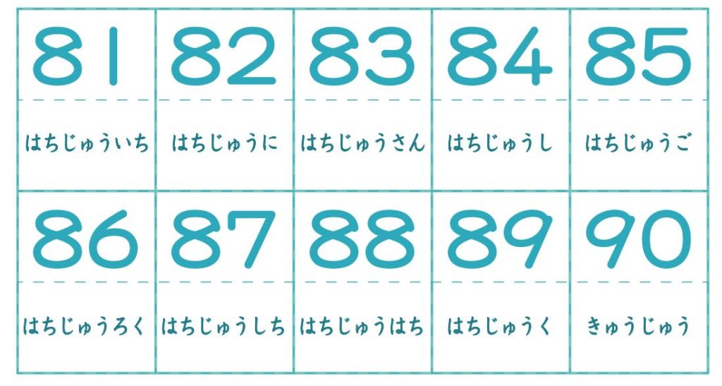 numeros en japones hiragana
