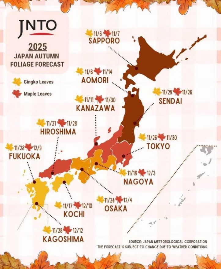 pronostico momiji japon otoño 2025 pronostico momiji japon otoño 2025