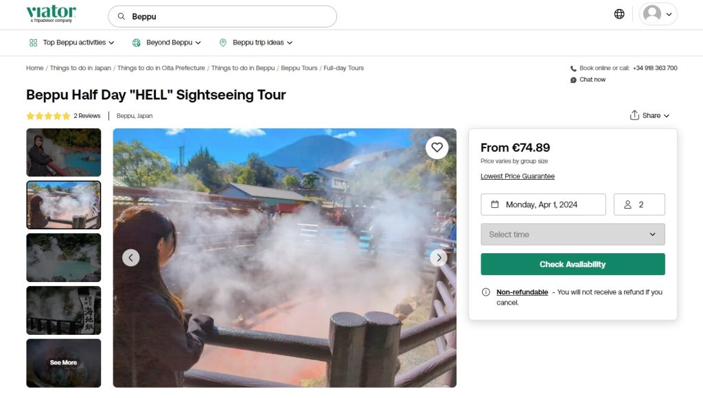 tour organizado por los infiernos de beppu