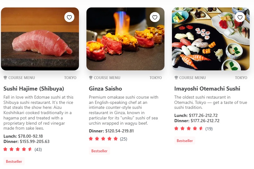 como reservar un menu omakase en japon