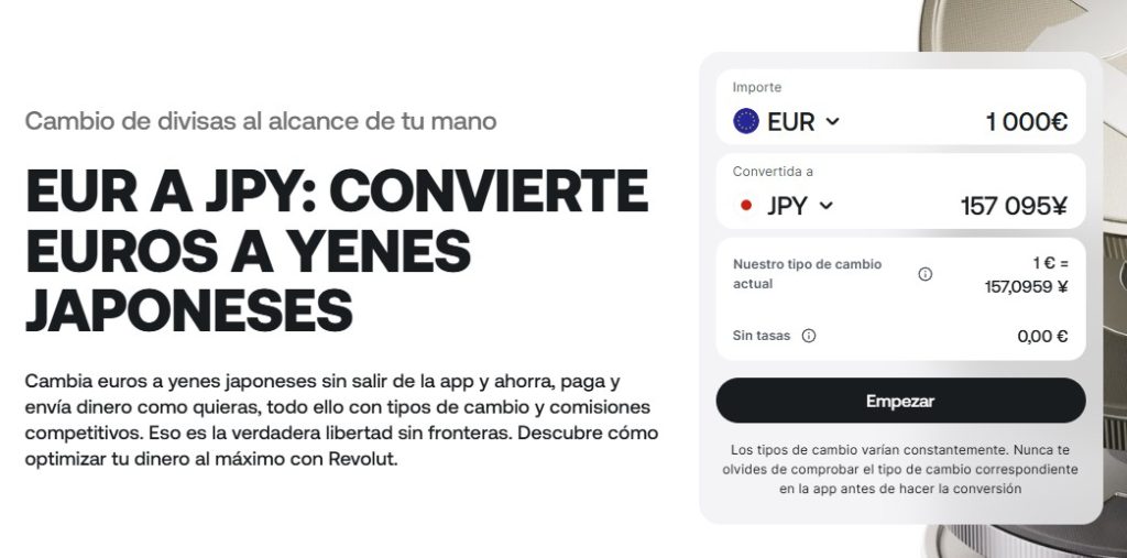 cambiar euros a yenes con revolut