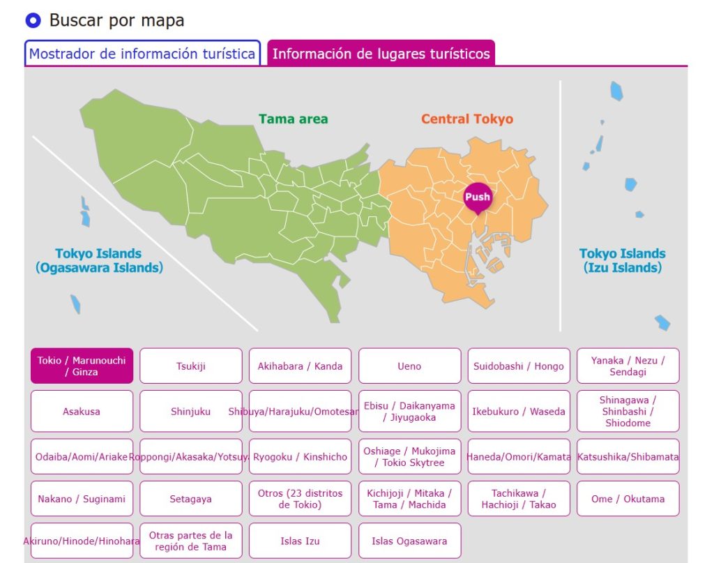 mapa de lugares turisticos en tokio