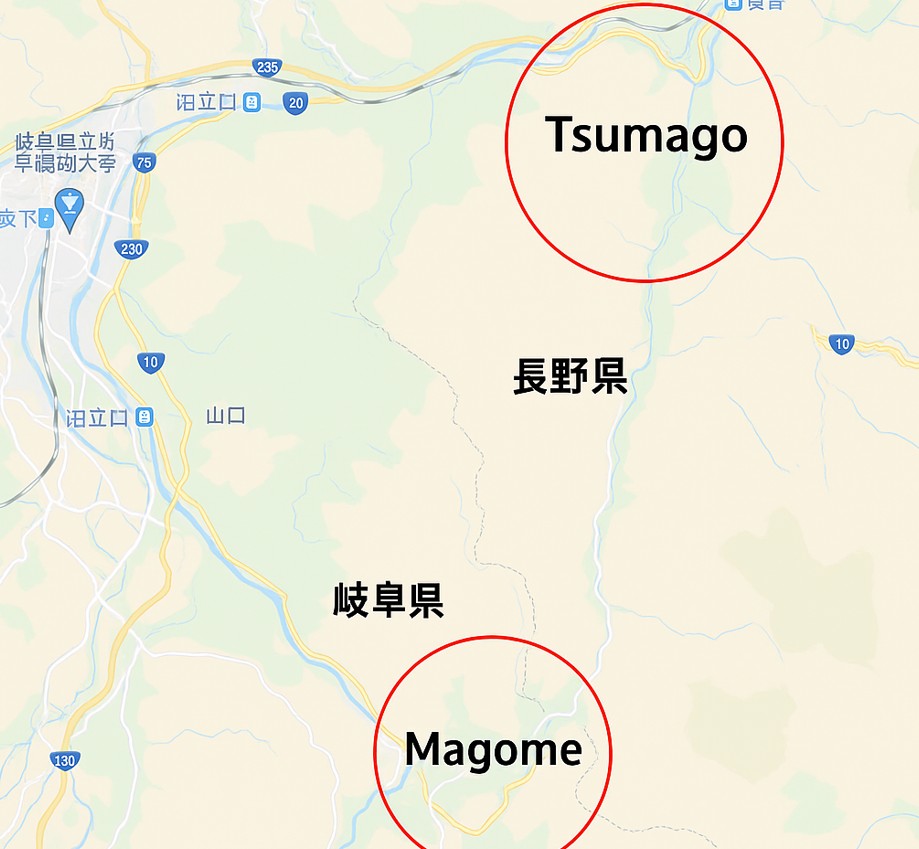mapa ruta tsumago magome